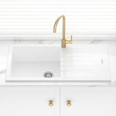 1000X500X200mm White Granite Stone Kitchen Sink With Drainboard Top/ Under Mount Single Bowl Drainer