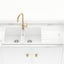 Granite Kitchen Sink Double Bowls Drainboard 1160mm White