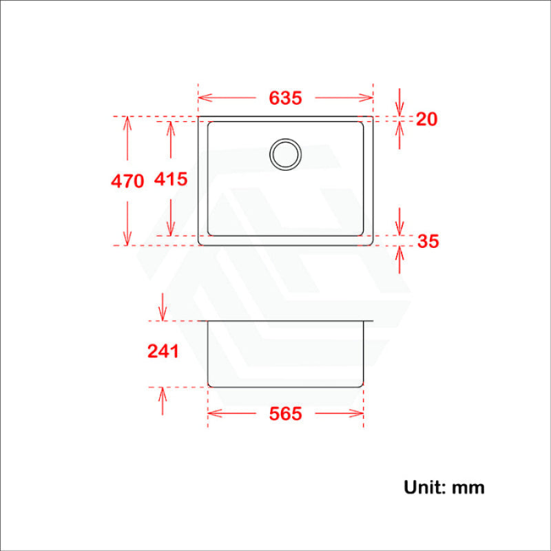 635X470X241mm White Granite Quartz Stone Undermount Kitchen Laundry Sink Single Bowl