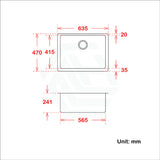 635X470X241mm White Granite Quartz Stone Undermount Kitchen Laundry Sink Single Bowl
