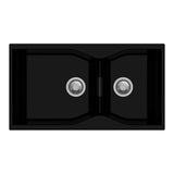 900x500x230Mm Black Quartz Granite Double Bowls Sink For Top/under Mount