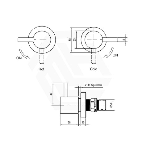 Suprema XpressFit Satin 1/4 Turn Round Wall Top Assemblies Stainless Steel