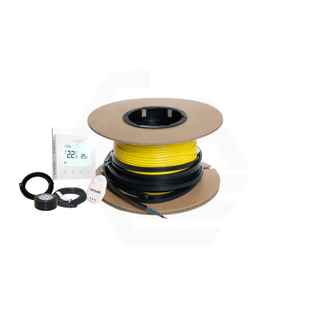 ThermoGroup Thermowire/Thermoscreed Undertile/In Screed Floor Heating Kit with White/Black Glass Thermostat