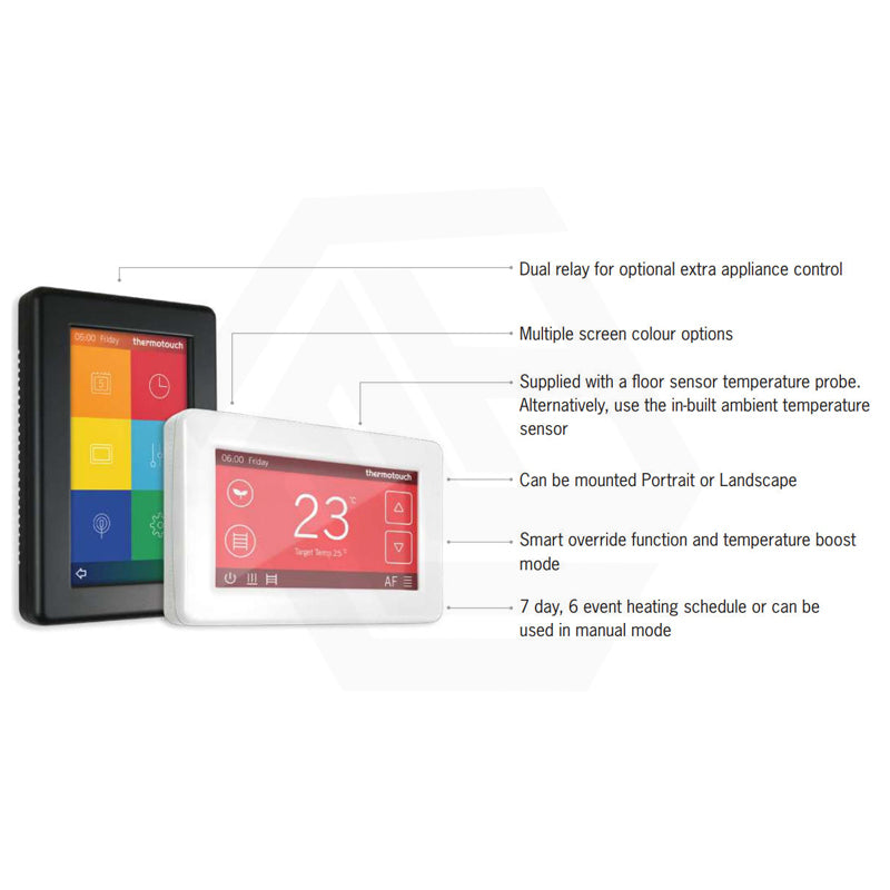 ThermoGroup Thermowire/Thermoscreed Undertile/In Screed Heating Kit with White/Black Dual Thermostat