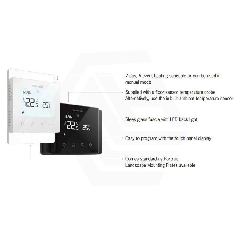ThermoGroup Thermonet 150-200W/m² Undertile/In Screed Floor Heating Kit with White/Black Glass Thermostat