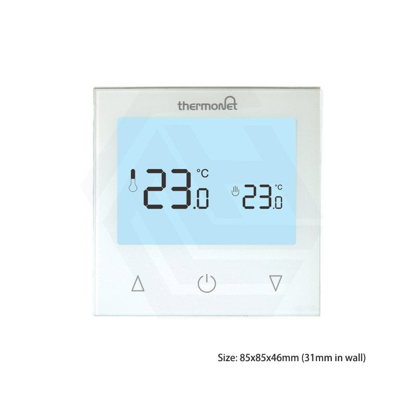 ThermoGroup Thermotouch 9.2mG Glass Manual Thermostat Ice White