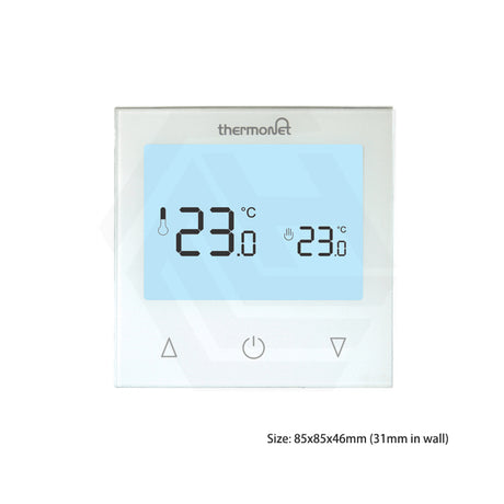 ThermoGroup Thermotouch 9.2mG Glass Manual Thermostat Ice White