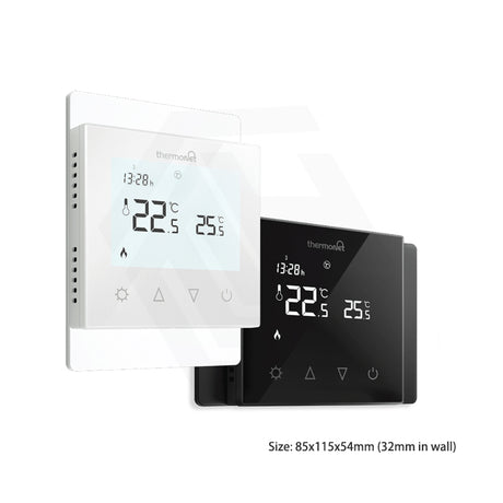 ThermoGroup Thermotouch 7.6iG Glass Programmable Thermostat Ice White/Piano Black