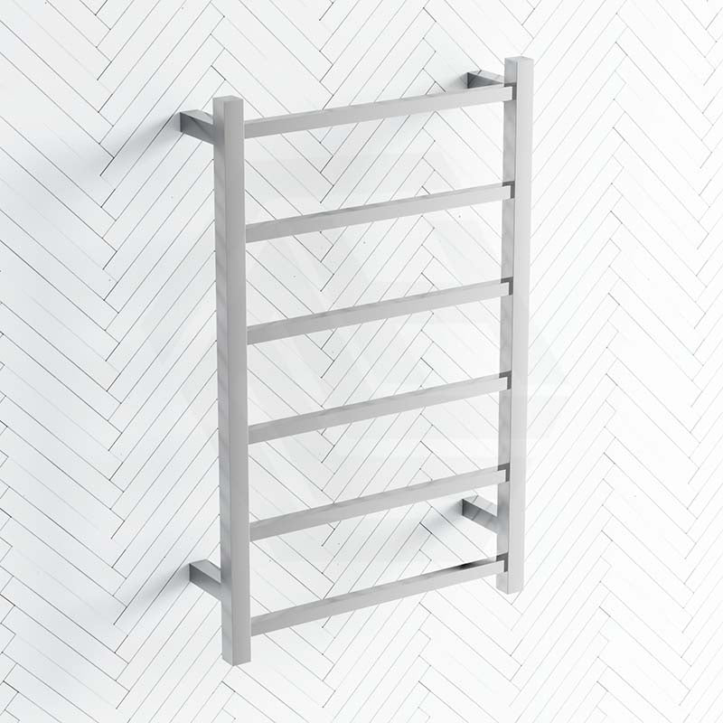 ThermoGroup 500x800x120mm 240V Budget Straight Square Ladder Heated Towel Rail 6 Bars Polished Stainless Steel