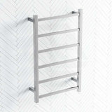 ThermoGroup 500x800x120mm 240V Budget Straight Square Ladder Heated Towel Rail 6 Bars Polished Stainless Steel