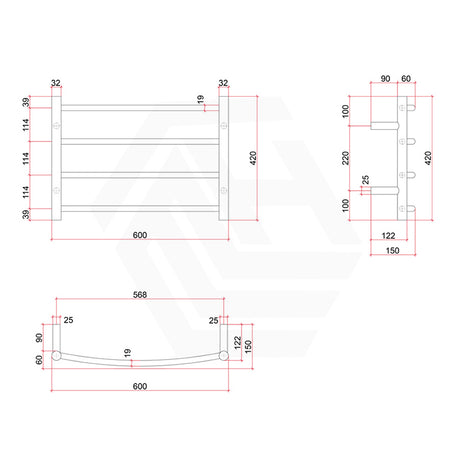 ThermoGroup 4/7/12 Bars 240V Curved Round Ladder Heated Towel Rail Polished Stainless Steel