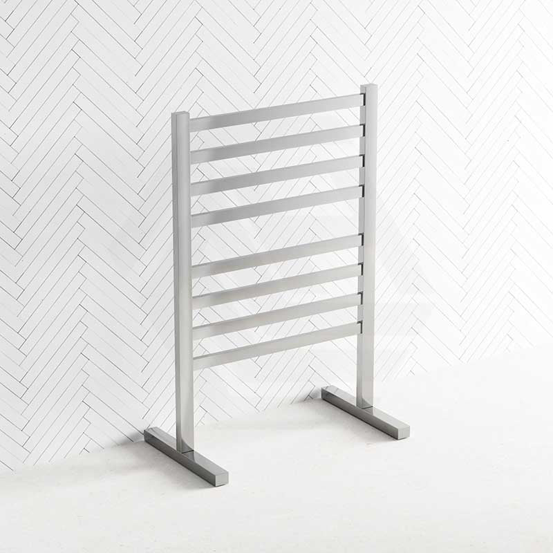 ThermoGroup Thermorail 590x900x355mm 240V Straight Flat Free-Standing Polished Stainless Steel Heated Towel Rail 8 Bars
