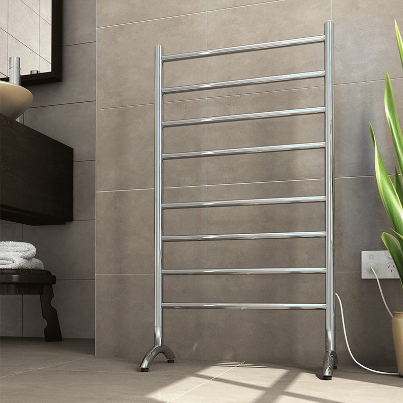 ThermoGroup Thermorail 600x1080x300mm 240V Straight Round Free-Standing Polished Stainless Steel Heated Towel Rail 8 Bars