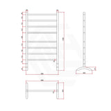 ThermoGroup Thermorail 600x1080x300mm 240V Straight Round Free-Standing Polished Stainless Steel Heated Towel Rail 8 Bars