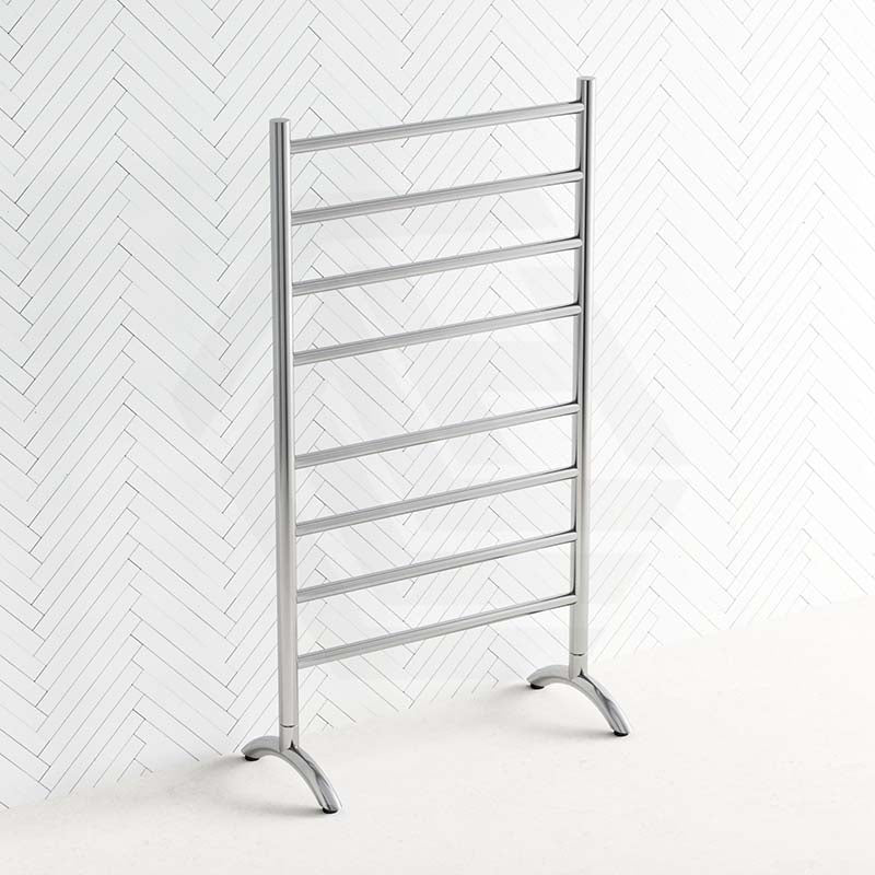 ThermoGroup Thermorail 600x1080x300mm 240V Straight Round Free-Standing Polished Stainless Steel Heated Towel Rail 8 Bars