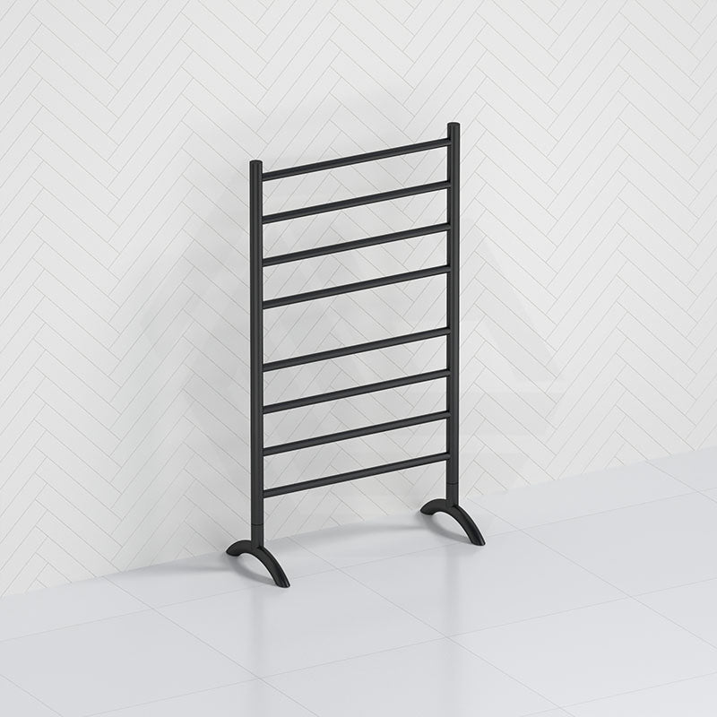 ThermoGroup Thermorail 600x1080x300mm 240V Straight Round Free-Standing Polished Stainless Steel/Matt Black Heated Towel Rail 8 Bars
