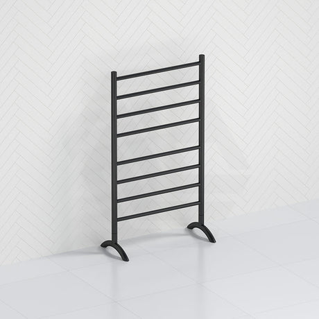 ThermoGroup Thermorail 600x1080x300mm 240V Straight Round Free-Standing Polished Stainless Steel/Matt Black Heated Towel Rail 8 Bars