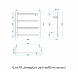 ThermoGroup 550x550x122mm 12V Straight Round Ladder Heated Towel Rail 4 Bars Variant Colour Available