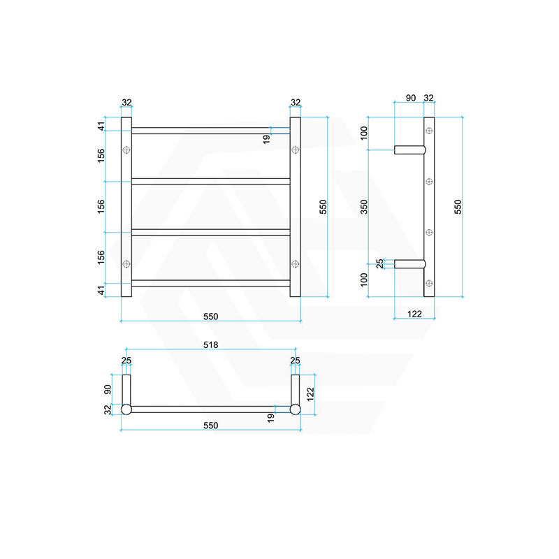 ThermoGroup 4-14 Bars 240V Straight Round Ladder Heated Towel Rail Variant Colour Available