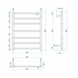 ThermoGroup 600x800x122mm 12V Straight Round Ladder Heated Towel Rail 7 Bars Variant Colour Available