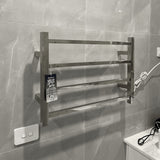 ThermoGroup 4/7 Bars 240V Straight Square Ladder Heated Towel Rail Polished Stainless Steel