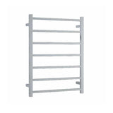 ThermoGroup 600x800x120mm 12V Straight Square Ladder Heated Towel Rail 7 Bars Polished Stainless Steel
