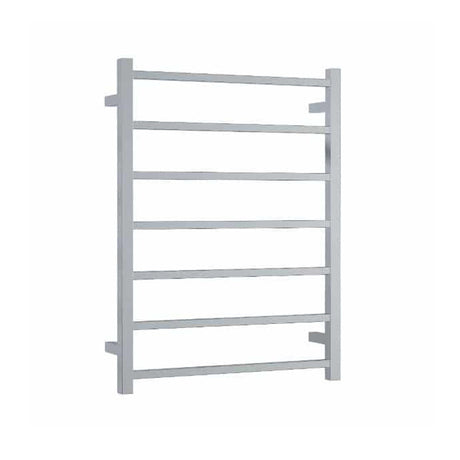 ThermoGroup 600x800x120mm 12V Straight Square Ladder Heated Towel Rail 7 Bars Polished Stainless Steel