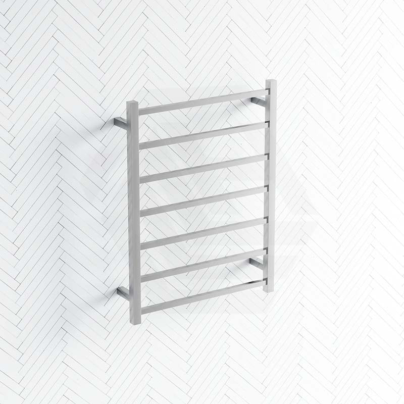ThermoGroup 600x800x120mm 12V Straight Square Ladder Heated Towel Rail 7 Bars Polished Stainless Steel