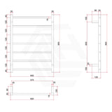 ThermoGroup 4/7 Bars 240V Straight Square Ladder Heated Towel Rail Polished Stainless Steel