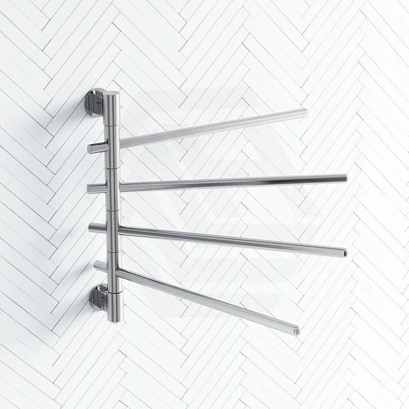 ThermoGroup Thermorail 600x540x99mm 240V Straight Round Swivel Polished Stainless Steel Heated Towel Rail 4 Bars