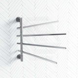 ThermoGroup Thermorail 600x540x99mm 240V Straight Round Swivel Polished Stainless Steel Heated Towel Rail 4 Bars