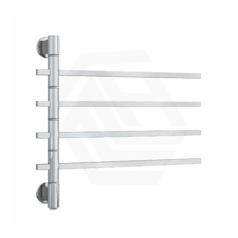 ThermoGroup Thermorail 600x540x99mm 240V Straight Square Swivel Polished Stainless Steel Heated Towel Rail 4 Bars