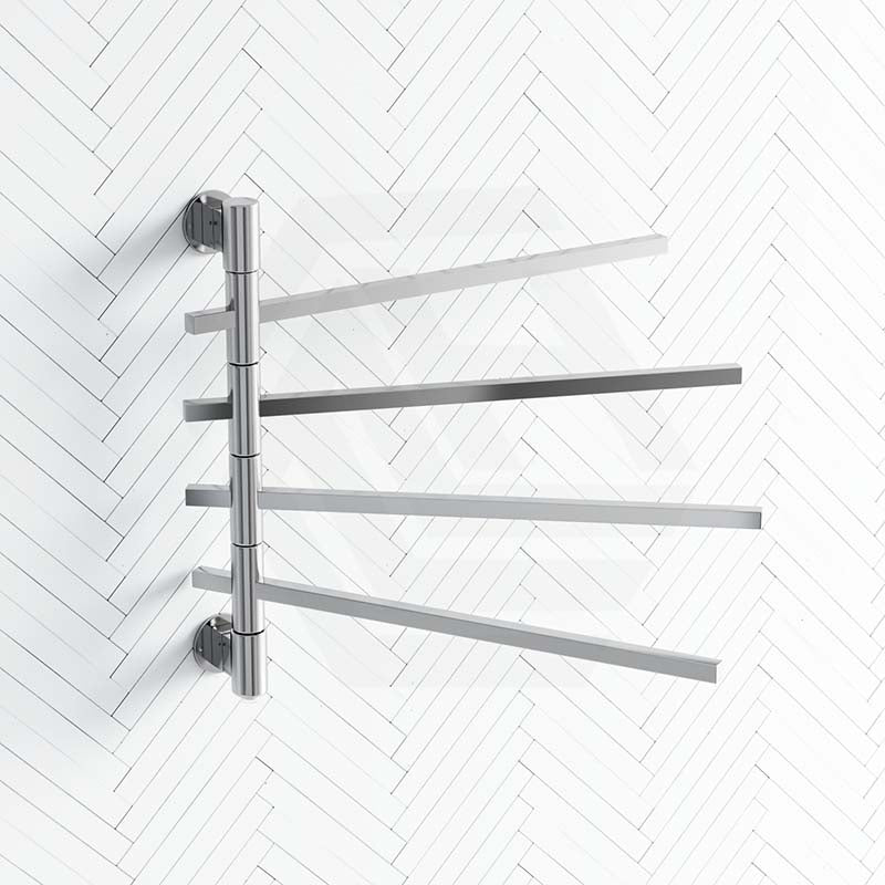 ThermoGroup Thermorail 600x540x99mm 240V Straight Square Swivel Polished Stainless Steel Heated Towel Rail 4 Bars