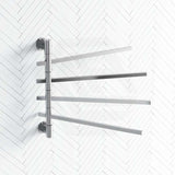 ThermoGroup Thermorail 600x540x99mm 240V Straight Square Swivel Polished Stainless Steel Heated Towel Rail 4 Bars