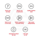 ThermoGroup Thermorail 595x540x104mm 240V Straight Round Swivel Heated Towel Rail 4 Bars 3 Colours Available