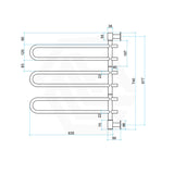 ThermoGroup Thermorail 675x740x99mm 240V Straight Round Swivel Polished Stainless Steel Heated Towel Rail 6 Bars