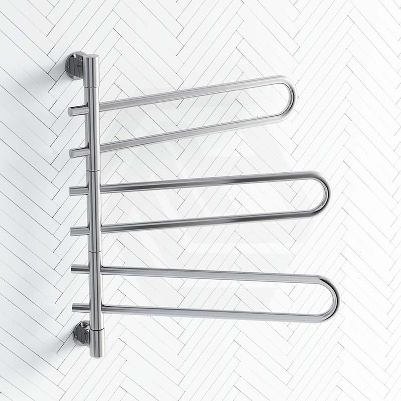 ThermoGroup Thermorail 675x740x99mm 240V Straight Round Swivel Polished Stainless Steel Heated Towel Rail 6 Bars