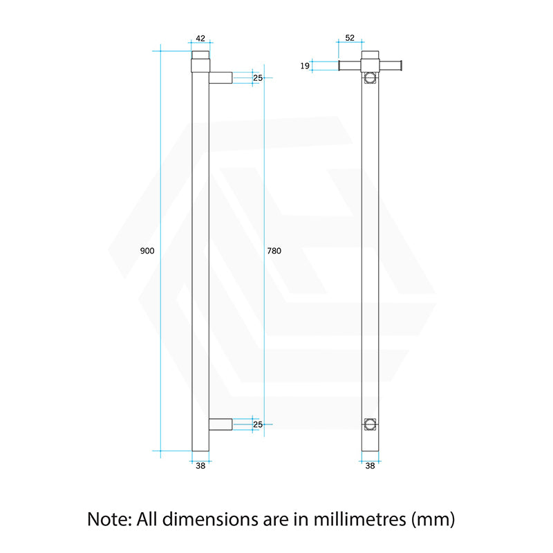 ThermoGroup Thermorail 900mm Straight Round Non-Heated Vertical Single Towel Rail Variant Colour Available