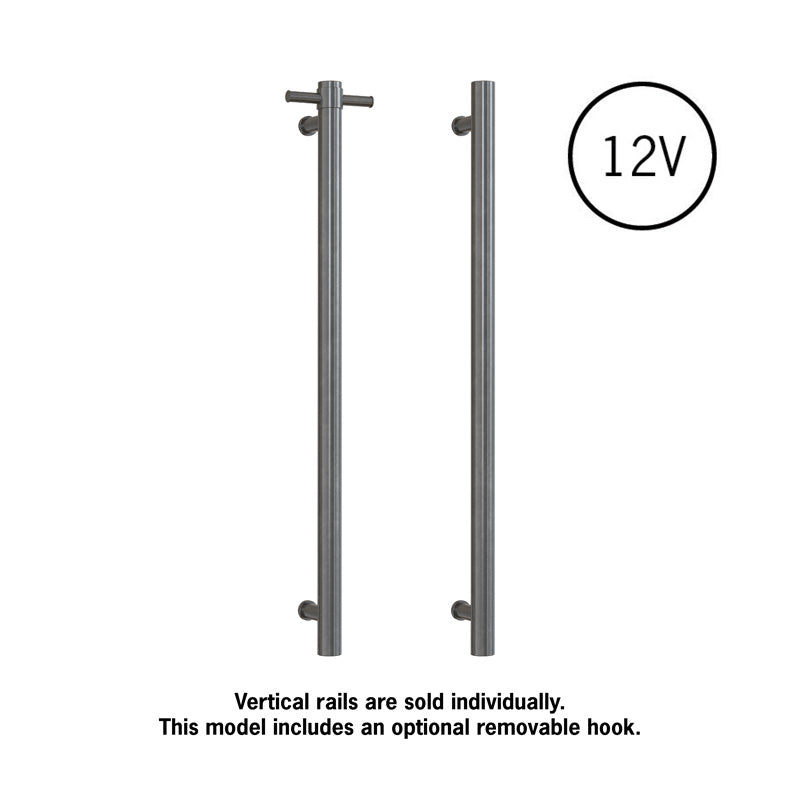ThermoGroup 12V 900mm Straight Round Vertical Single Heated Towel Rail Variant Colour Available