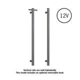 ThermoGroup 12V 900mm Straight Round Vertical Single Heated Towel Rail Variant Colour Available