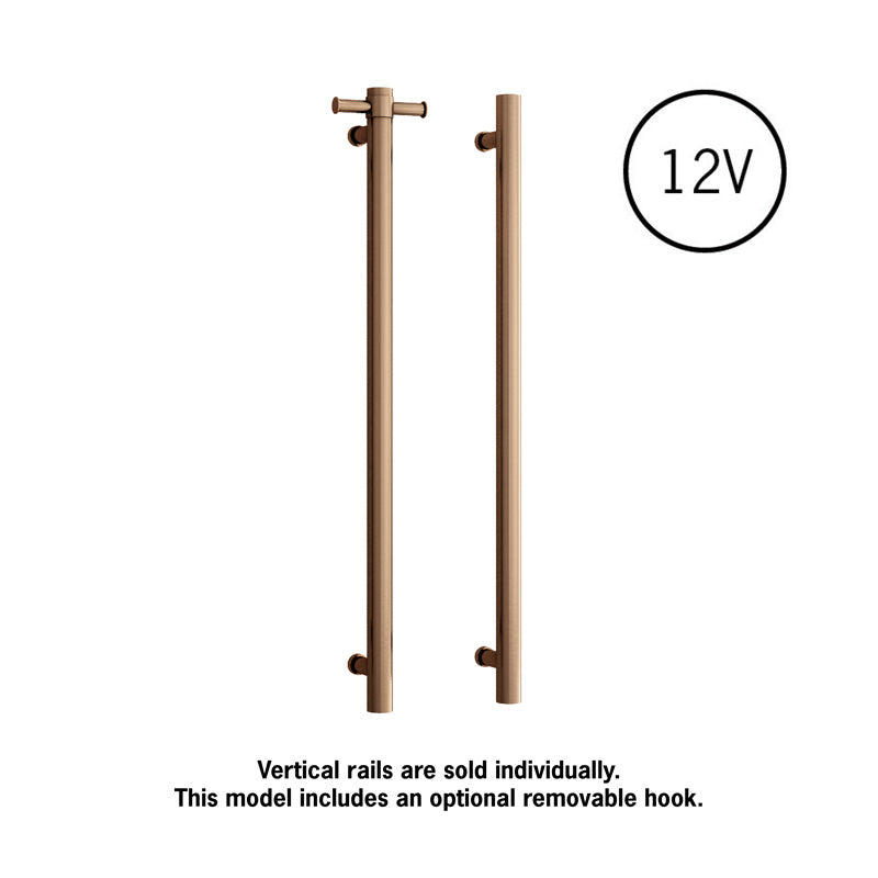 ThermoGroup 12V 900mm Straight Round Vertical Single Heated Towel Rail Variant Colour Available