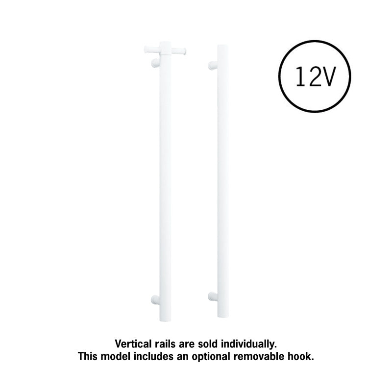 ThermoGroup 12V 900mm Straight Round Vertical Single Heated Towel Rail Variant Colour Available
