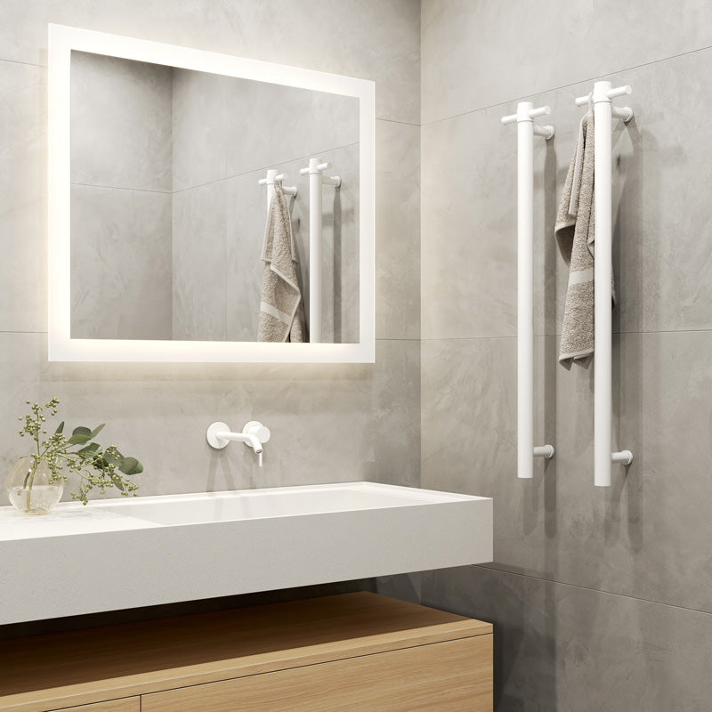 ThermoGroup 12V 900mm Straight Round Vertical 3 Single Heated Towel Rails Variant Colour Available
