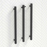 ThermoGroup 12V 900mm Matt Black Square Vertical 3 Single Heated Towel Rails