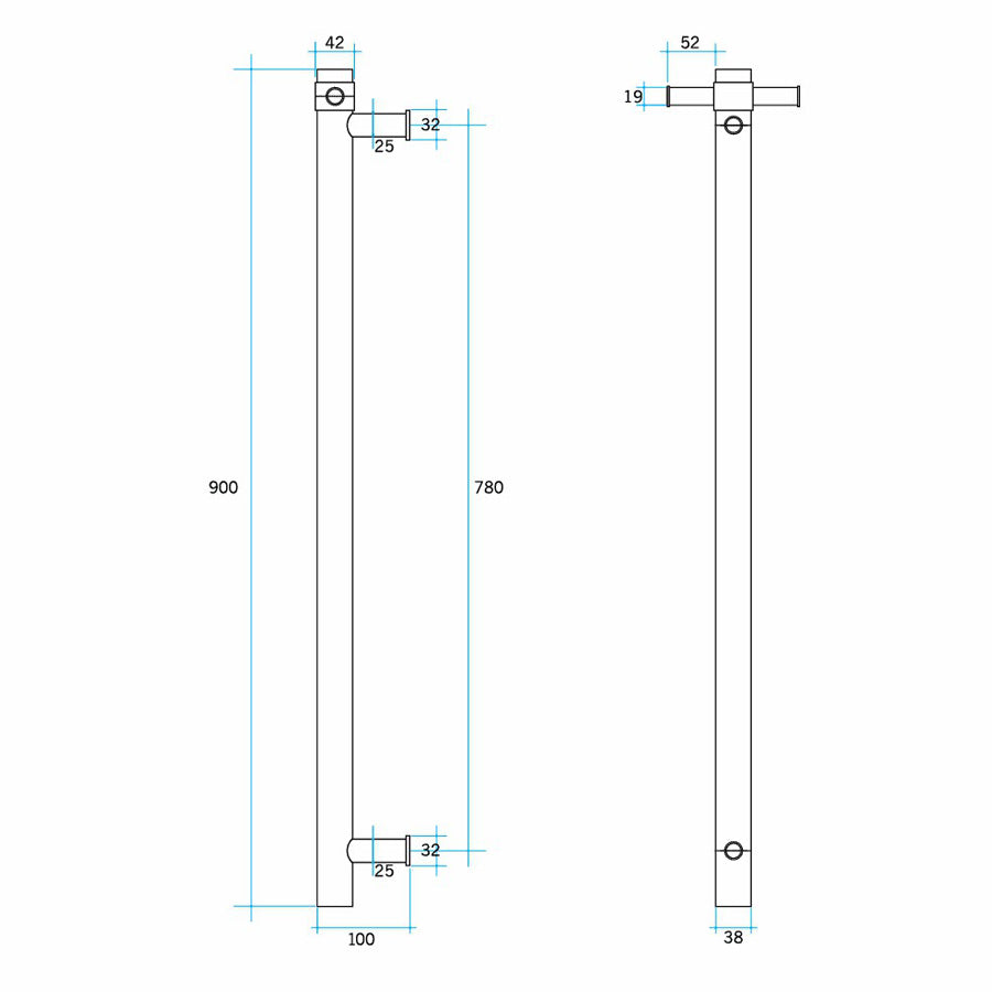 ThermoGroup 240V 900mm Straight Round Vertical Single Heated Towel Rail Variant Colour Available
