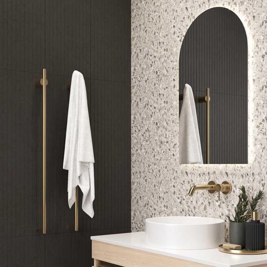 ThermoGroup 240V 900mm Thin Round Vertical Single Heated Towel Rail Variant Colour Available