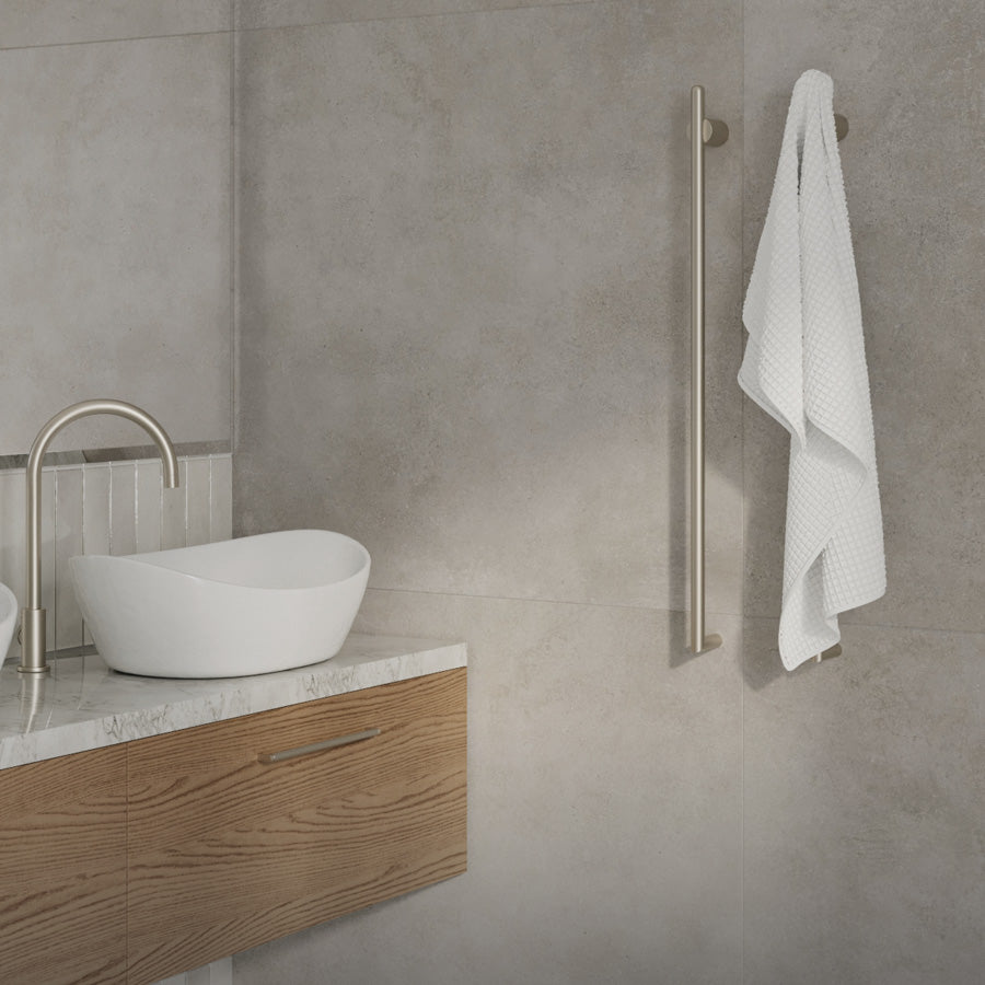 ThermoGroup 240V 900mm Thin Round Vertical Single Heated Towel Rail Variant Colour Available