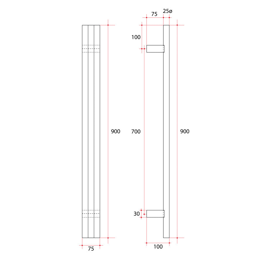 ThermoGroup 12V 900mm Round Triple Tube Vertical Single Heated Towel Rail Variant Colour Available