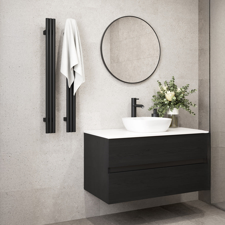 ThermoGroup 12V 900mm Round Triple Tube Vertical Single Heated Towel Rail Variant Colour Available