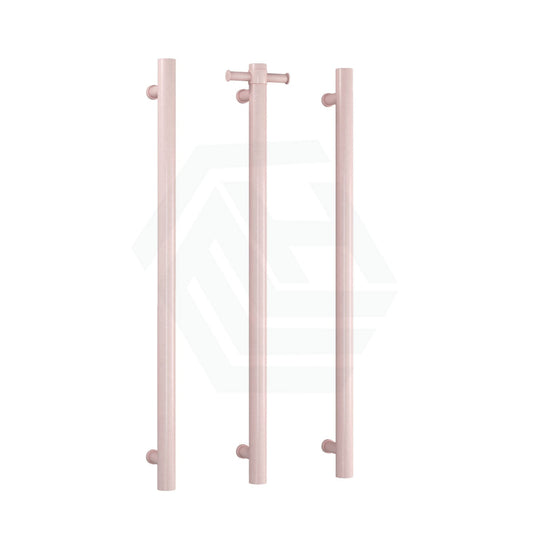 Thermogroup 900Mm Dusty Pink Straight Round 3 Vertical Single Heated Towel Rails
